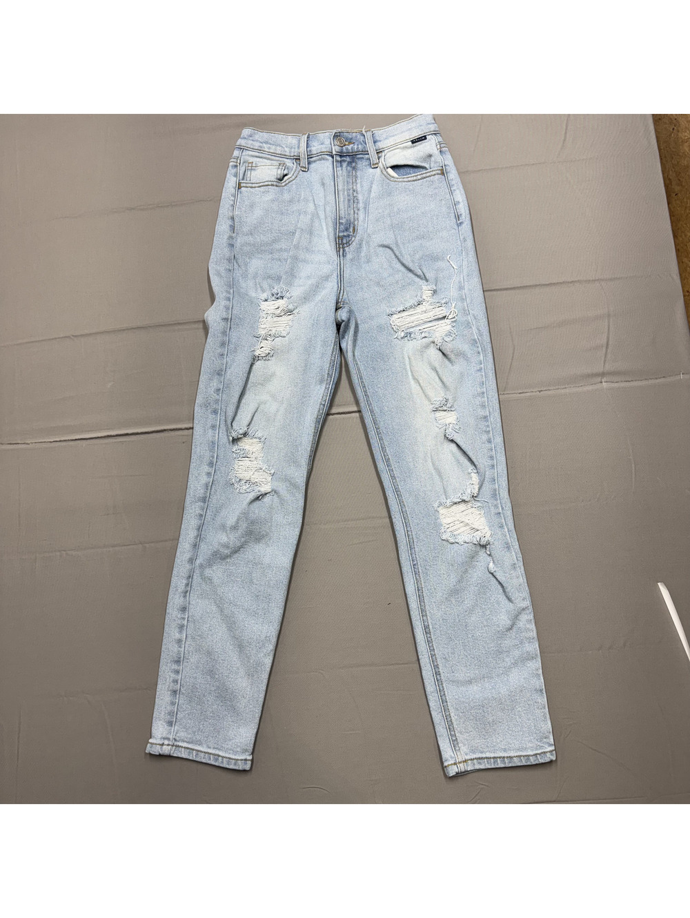 Cello Womens High Rise Distressed Denim Jeans Size 1 Light Wash Blue Grunge